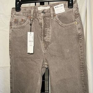Top shop Editor Jeans stonewashed/gray in coloration w stunning copper accents.